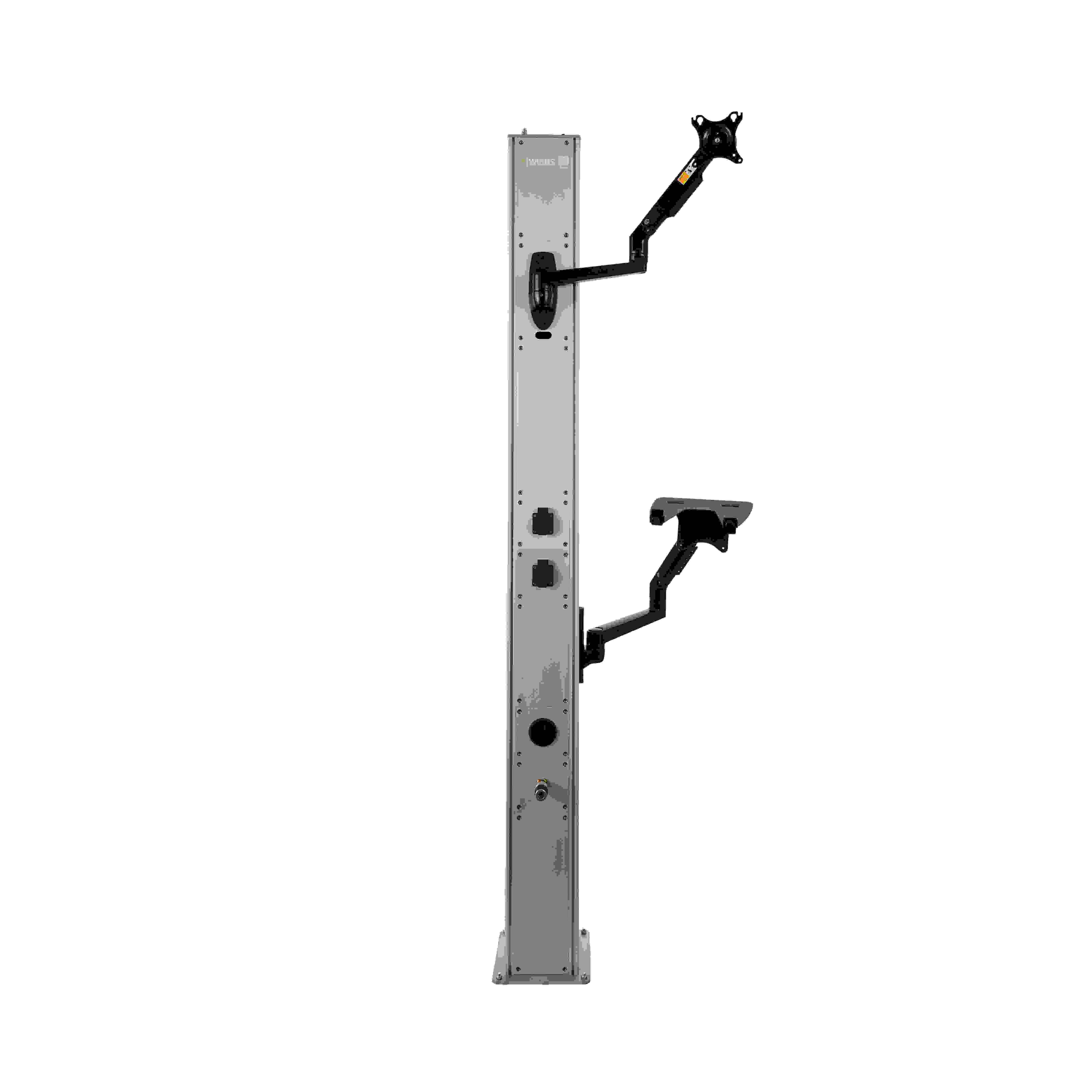 Engineering Tower — mobile powered engineering workstation with full-motion monitor arm and laptop tray